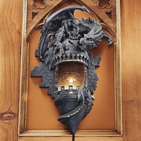 img 3 attached to 🏰 Усилите свое пространство с помощью светильника настенного бра Design Toscano Dragon's Castle Lair: 15 дюймов, полирезин, серый камень.