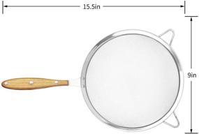 img 3 attached to 9-Inch Fine Mesh Strainer: Large Double Fine Mesh, Stainless Steel, Reinforced Frame, Comfortable Wooden Handle Grip - Ideal for Chefs and Kitchens