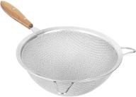 9-inch fine mesh strainer: large double fine mesh, stainless steel, reinforced frame, comfortable wooden handle grip - ideal for chefs and kitchens logo