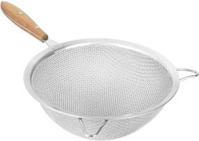 img 4 attached to 9-Inch Fine Mesh Strainer: Large Double Fine Mesh, Stainless Steel, Reinforced Frame, Comfortable Wooden Handle Grip - Ideal for Chefs and Kitchens