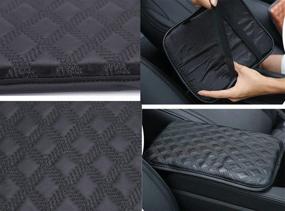 img 1 attached to JS Auto Car Armrest Cushion Soft Leather Auto Center Console Pad Cover Handrail Box Universal Ergonomic Design Decoration Cushion Fit Cadillac Accessory (Black 1)