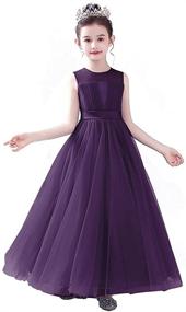 img 3 attached to 👗 Exquisite Flower Girl Dress: Junior Bridesmaid Wedding Formal Kids Girls' Special Occasion Princess Dress in Tulle - Full Length