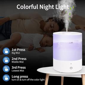 img 3 attached to 🌬️ 2.8L Cool Mist Humidifier for Bedroom, Home, Office with Automatic Shut-Off &amp; 7-Color Night Light