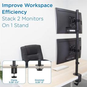 img 1 attached to Premium Mount-It! Vertical Dual Monitor Mount - Stacked Desk Stand for 2 Computer Screens 19-32 Inches - C-Clamp & Grommet Bases - VESA 75 100 Compatible