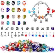 🎁 140 pcs diy jewelry making kit: european lampwork chamilia beads, metal spacer beads, rhinestone charms. perfect gift for adults and kids - bracelet and necklace making supplies (four petal flower) logo