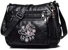 img 4 attached to 👛 ELDA Embroidered Crossbody Pocketbooks: Unique Women's Handbags & Wallets