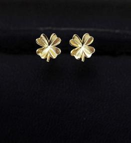 img 1 attached to 🍀 Hypoallergenic Sterling Silver Four Leaf Clover Stud Earrings for Women and Girls - Cute Heart Shaped Flower Tragus Post Minimalist Jewelry - Good Luck Small Studs for St. Patrick's Day Gifts