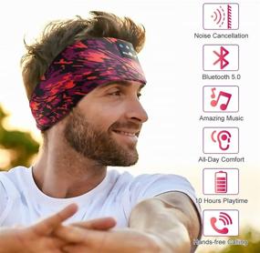 img 3 attached to MUSICOZY Sleep Headphones Bluetooth Sports Headband: Wireless Music Sleeping Headphones with IPX6 Waterproofing and Sleep Eye Mask - Perfect for Side Sleepers, Workout, Running - Striped Red Edition