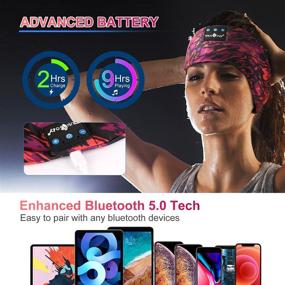 img 2 attached to MUSICOZY Sleep Headphones Bluetooth Sports Headband: Wireless Music Sleeping Headphones with IPX6 Waterproofing and Sleep Eye Mask - Perfect for Side Sleepers, Workout, Running - Striped Red Edition