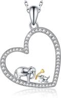 exquisite mother daughter elephant jewelry: 925 sterling silver necklace, pendant, ring, and bracelet set for women and girls logo