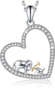 img 4 attached to Exquisite Mother Daughter Elephant Jewelry: 925 Sterling Silver Necklace, Pendant, Ring, and Bracelet Set for Women and Girls