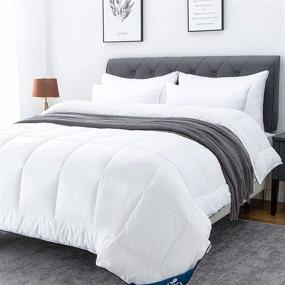 img 4 attached to 🛏️ Queen Size Lucian Comforter Duvet Insert - All Season Down Alternative Comforter for Queen/Full Bed - Quilted, Cooling Hotel Duvet Filler - Lightweight White Bedding Quilt with 8 Corner Tabs
