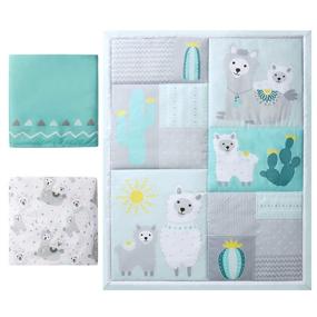 img 3 attached to 🦙 La Premura Llama and Cacti Turquoise and Grey Crib Bedding Set: Complete Your Baby Nursery with this 3 Piece Standard Size Crib Set