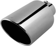 🔝 high-quality upower exhaust tip, mirror polished, 4" inlet, 10" outlet, 18" length, bolt-on, 45-degree angle cut tail pipe logo