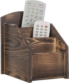 img 1 attached to MyGift Burnt Wood Remote Control Caddy and Media Organizer with 3-Slots