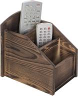 mygift burnt wood remote control caddy and media organizer with 3-slots logo