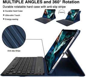 img 2 attached to 🔌 iPad Pro Keyboard Case 11 2018 - Wireless Removable Keyboard | PU Leather Folio Stand Cover | Pencil Holder & 360° Rotation | Apple Pencil Charging Support