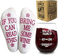 🍷 vinakas funny wine glass & wine socks set - unbreakable 16 oz glass with 'if you can read this, bring me some wine' socks logo