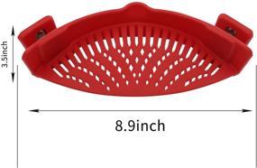 img 3 attached to 🔴 Convenient Clip on Strainer: Hands-free Silicone Food Strainer for Kitchen with Versatile Fitting - Red