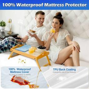 img 3 attached to 🛏️ FANOYOL Waterproof Mattress Protector: King Size Cover for Kids, Pets & Adults | Noiseless Soft Cotton Bed Cover - 76" x 80" | Deep Pocket Stretch to 14" | Includes 2 Pillowcases | White