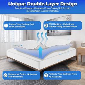 img 2 attached to 🛏️ FANOYOL Waterproof Mattress Protector: King Size Cover for Kids, Pets & Adults | Noiseless Soft Cotton Bed Cover - 76" x 80" | Deep Pocket Stretch to 14" | Includes 2 Pillowcases | White