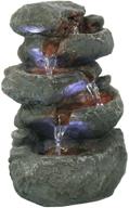 🌊 sunnydaze stacked rock tabletop water fountain with led lights - indoor waterfall feature for relaxation - compact 10.5 inch desktop size - ideal home decor for bedroom or dining area logo