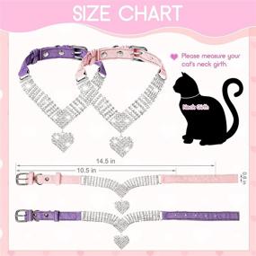 img 3 attached to 🐱 Rhinestone Cat Collar Set with Simulated Diamond Hearts – Breakaway Crystal Pet Necklaces for Small Cats, Puppies – Perfect for Parties, Weddings – Pink & Purple Options Available