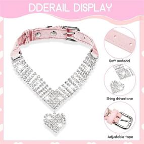 img 2 attached to 🐱 Rhinestone Cat Collar Set with Simulated Diamond Hearts – Breakaway Crystal Pet Necklaces for Small Cats, Puppies – Perfect for Parties, Weddings – Pink & Purple Options Available