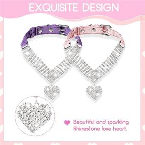 img 1 attached to 🐱 Rhinestone Cat Collar Set with Simulated Diamond Hearts – Breakaway Crystal Pet Necklaces for Small Cats, Puppies – Perfect for Parties, Weddings – Pink & Purple Options Available