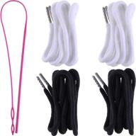 👖 premium drawstring cords with easy threader for sweatpants, shorts, pants, jackets, and coats - black & white replacements logo