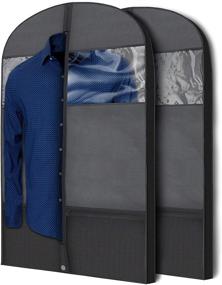 img 4 attached to Plixio Gusseted Garment Bags - Suit Bags for Travel and Clothing Storage of Dresses, Dress Shirts, Coats - Includes Zipper Pockets and Large Transparent Window - 2 Pack (43" x 24" x 3.4")