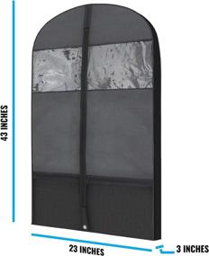 img 2 attached to Plixio Gusseted Garment Bags - Suit Bags for Travel and Clothing Storage of Dresses, Dress Shirts, Coats - Includes Zipper Pockets and Large Transparent Window - 2 Pack (43" x 24" x 3.4")