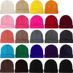 img 4 attached to 🧢 SATINIOR 24-Piece Assorted Color Kids Winter Beanie Hats: Warm Acrylic Caps for Boys and Girls