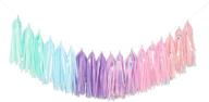 🌈 mols rainbow tissue paper tassel garland diy kit (55pcs, blush, mint, aqua, lilac, orchid with iridescent mylar) - perfect for spring, candy, easter, and unicorn party decorations! logo