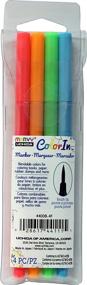 img 1 attached to UCHIDA, ColorIn, 4-Piece Brush 🎨 Tip Marker Set in Bright Neon Colors