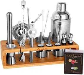 img 4 attached to 🍸 DIJA 23-Piece Bartender Kit, Stainless Steel Bar Tools Set with Bamboo Stand & Recipe Booklet – Perfect Bar Set for Cocktail Mixing, Ideal for Professionals and Beginners (Silver)