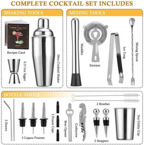 img 3 attached to 🍸 DIJA 23-Piece Bartender Kit, Stainless Steel Bar Tools Set with Bamboo Stand & Recipe Booklet – Perfect Bar Set for Cocktail Mixing, Ideal for Professionals and Beginners (Silver)