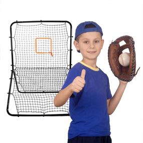 img 2 attached to 🎯 Crown Sporting Goods Multi-Sport Rebounder Pitch Back Screen: Adjustable Target, Black - 65 x 49 Inch