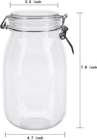 img 3 attached to 🍶 Lawei 55 Oz Clear Plastic Mason Jars with Hinged Lids - Airtight Canister Set for Kitchen Storage