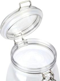 img 2 attached to 🍶 Lawei 55 Oz Clear Plastic Mason Jars with Hinged Lids - Airtight Canister Set for Kitchen Storage