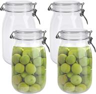 🍶 lawei 55 oz clear plastic mason jars with hinged lids - airtight canister set for kitchen storage логотип