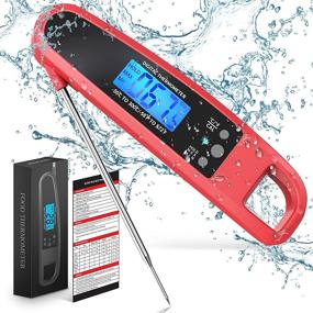 img 4 attached to POWLAKENXS Instant Read Meat Thermometer: Ultra Fast, Precise Waterproof Digital Food Thermometer with Backlight, Magnet, and Foldable Probe – Perfect for Kitchen Cooking, Outdoor BBQ, and Grill (Red)