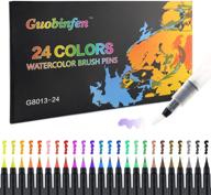 🖌️ guobinfen watercolor brush pens: 24 paint marker set with water brush pens for adult coloring books, comics, and calligraphy - professional flexible nylon brush tips in canvas bag logo