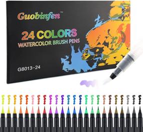 img 4 attached to 🖌️ GUOBINFEN Watercolor Brush Pens: 24 Paint Marker Set with Water Brush Pens for Adult Coloring Books, Comics, and Calligraphy - Professional Flexible Nylon Brush Tips in Canvas Bag