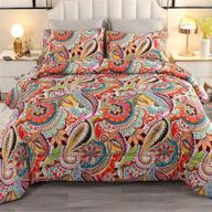 bohemian flower queen size comforter 🌺 sets: paisley quilt bedding for queen bed logo