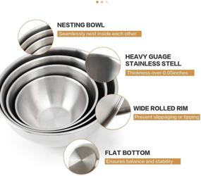 img 1 attached to 🥣 YANXUAN Stainless Steel Mixing Bowls - Space-Saving Set of 4 for Cooking, Baking & Prep, Easy to Clean - Kitchen Storage Organizers