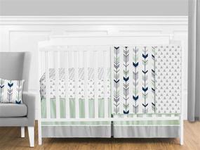 img 3 attached to Charming Woodland Arrow Crib Bedding Set in Grey, Navy Blue, and Mint - Perfect for Baby Boys or Girls!