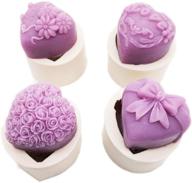 🌸 4 pack heart shape silicone molds for fondant, flowers, craft, art, rose soap, candle, diy handmade cake baking tools logo