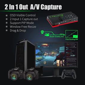 img 2 attached to TreasLin HD Capture Card – Dual CamLive Game Video USB3.0 2 in 1 Out Picture and Picture Capture, with 4k@30Hz Support, OSD Visible Control, Picture Free Drag &amp; Drop Window, and Free Resize