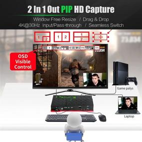 img 3 attached to TreasLin HD Capture Card – Dual CamLive Game Video USB3.0 2 in 1 Out Picture and Picture Capture, with 4k@30Hz Support, OSD Visible Control, Picture Free Drag &amp; Drop Window, and Free Resize